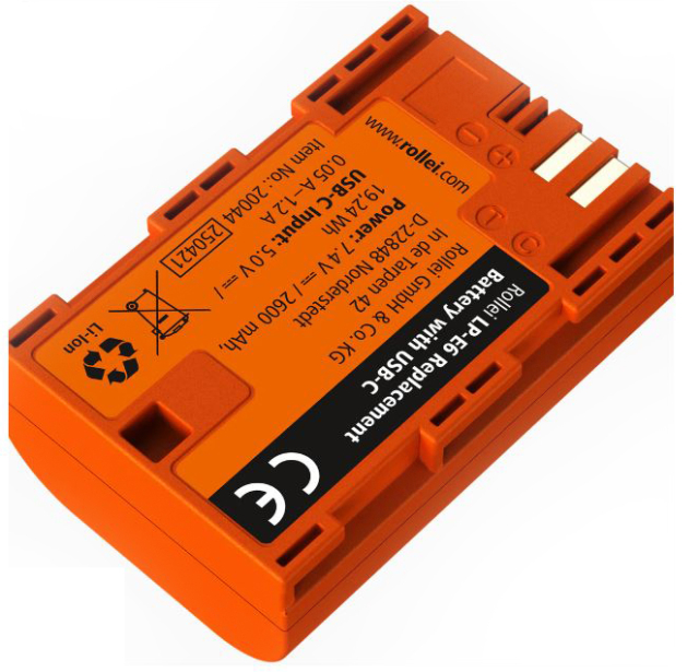 Rollei Rollei Replacement Battery LP-E6 Canon with USB-C