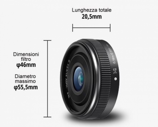 Panasonic lumix PANASONIC Ob. 14 mm f/2,5 II Asp. Gar noir. Fowa 4 anni
