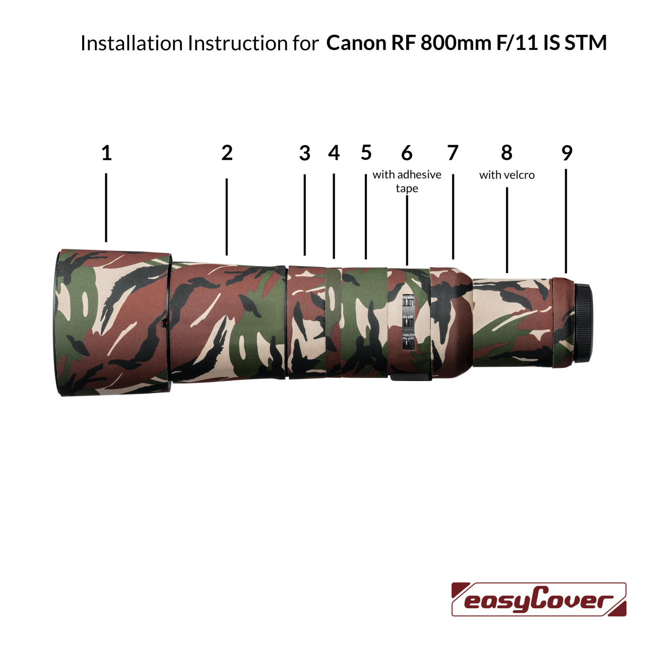 Easycover Objectif EasyCover Chêne pour Canon RF 800mm F11 IS STM Vert Camouflage