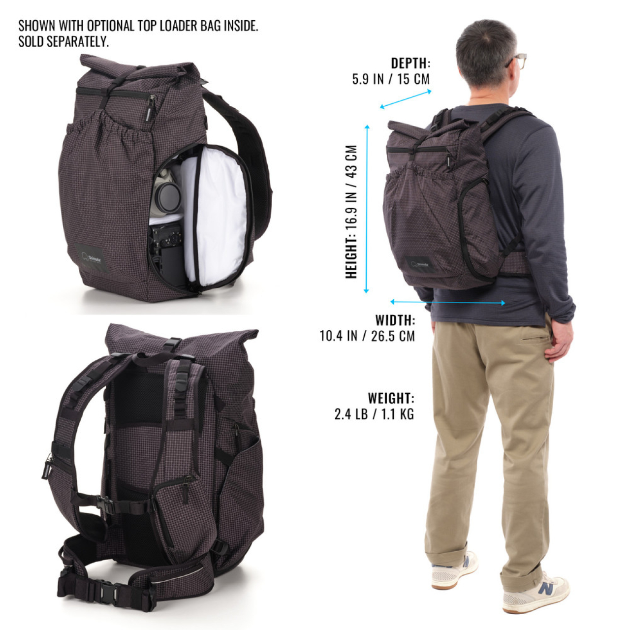 Shimoda Shimoda Side Lite 22 Starter Kit (w/ Medium Top Loader) - Black/White (520-371)